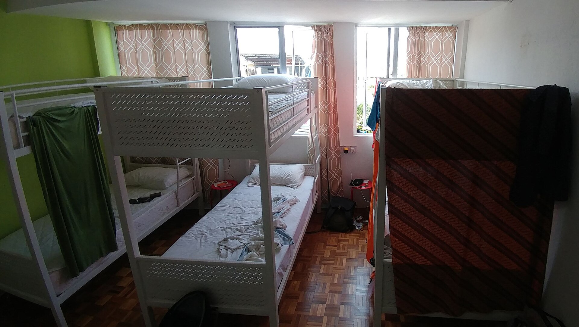 hostel dorm bunk beds